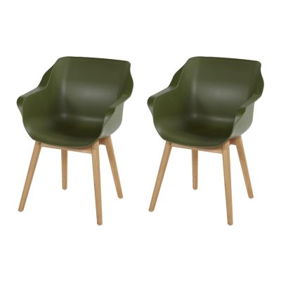 Set van 2 - Hartman Sophie Studio dining armstoel - Moss green - Teak poot OP=OP
