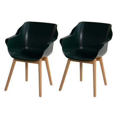 Set van 2 - Hartman Sophie Studio dining armstoel - Night green - Teak poot OP=OP