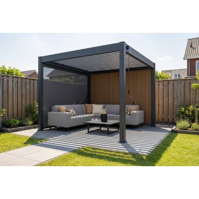 Lamellen overkapping - 3x3 m. - Aluminium - Antraciet - Move
