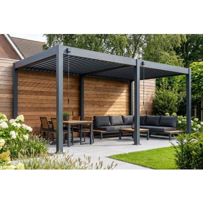 Lamellen overkapping - 5,3x3 m. - Aluminium - Antraciet - Move