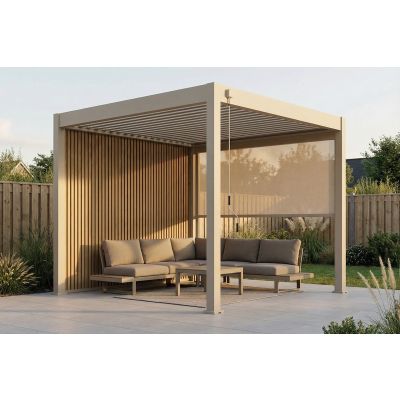 Lamellen overkapping - 3x3 m. - Aluminium - Zand - Move