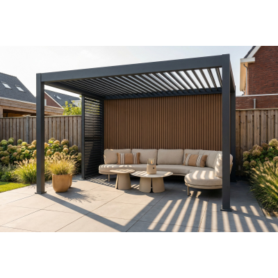 Lamellen overkapping - 4x3 m. - Aluminium - Antraciet - Move
