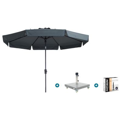 Madison Flores Luxe stokparasol Ø300 cm. - Grey met Sevilla voet en hoes