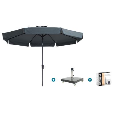 Madison Flores Luxe stokparasol Ø300 cm. - Grey met Granada voet en hoes