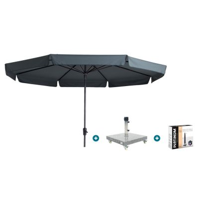 Madison Syros Luxe stokparasol Ø350 cm. - Grey met Sevilla voet en hoes