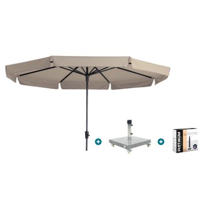Madison Syros Luxe stokparasol Ø350 cm. - Ecru met Sevilla voet en hoes