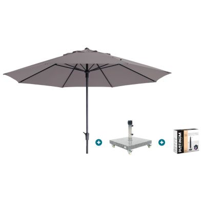 Madison Timor Luxe stokparasol Ø400 cm. - Taupe met Sevilla voet en hoes