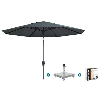 Madison Paros 2 Luxe stokparasol 3 m. rond - Grey met Sevilla voet en hoes