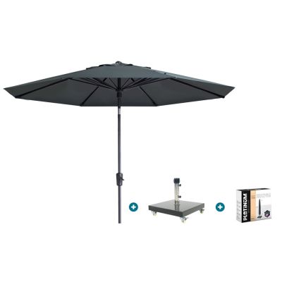 Madison Paros 2 Luxe stokparasol 3 m. rond - Grey met Granada voet en hoes