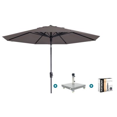 Madison Paros 2 Luxe stokparasol 3 m. rond - Taupe met Sevilla voet en hoes