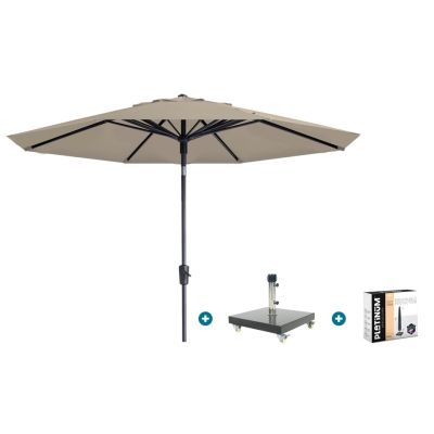 Madison Paros 2 Luxe stokparasol 3 m. rond - Ecru met Granada voet en hoes