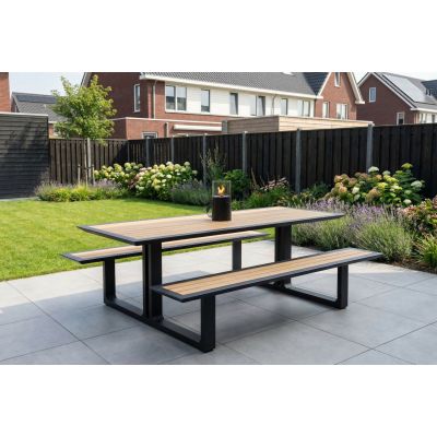 Arizona picknicktafel 240x164 cm. - Aluminium/Teak - Op=Op