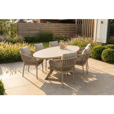 Romeo/Ventaro ovale tuinset voor 6 personen 240x115 cm. - Latte