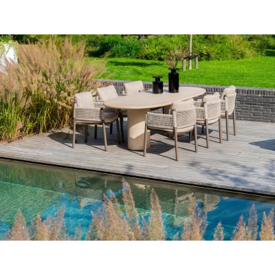 4SO Savanne/Hampton 6-persoons ovale tuinset 240x105 cm. - Mortex/Terre