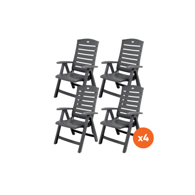 Set van 4 - Hartman Florion Recliner verstelbare tuinstoel - Royal Grey