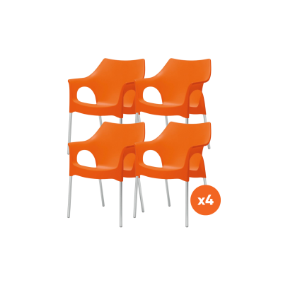 Set van 4 - Scab Ola stapelbare kunststof tuinstoel - Oranje