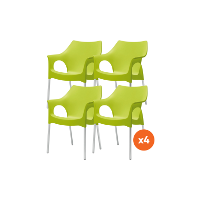 Set van 4 - Scab Ola stapelbare kunststof tuinstoel - Pistache