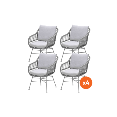 Set van 4 - GI Margriet wicker dining tuinstoelen - Taupe