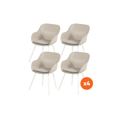 Set van 4 - Hartman Le Soleil Element dining armstoel - Soft taupe/white