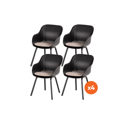 Set van 4 - Hartman Le Soleil Element dining armstoelen - Carbon black/Black
