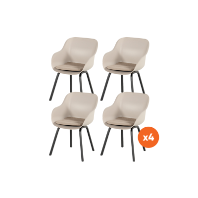 Set van 6 - Hartman Le Soleil Element dining armstoel - Soft Taupe/Black