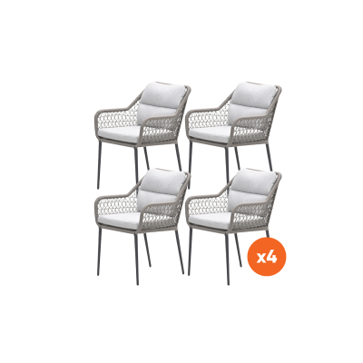 Set van 4 - GI Toledo dining tuinstoelen - Taupe/Zand