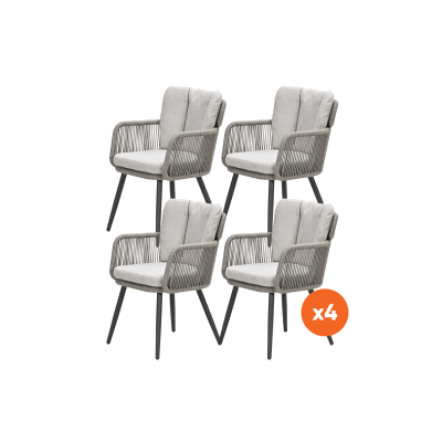 Set van 4 - GI Linares rope dining tuinstoelen - Carbon