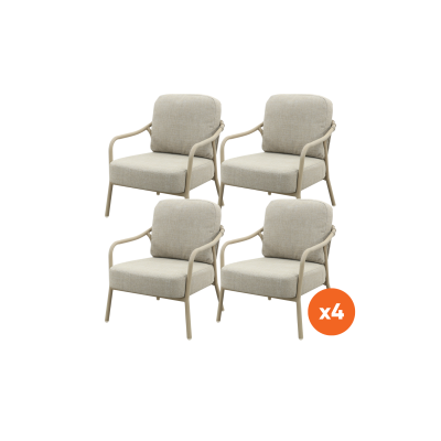 Set van 4 - Pisa low-dining tuinstoel - Latte/Naturel