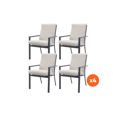 Set van 4 - GI Sergio dining tuinstoelen Carbon black/Desert Sand