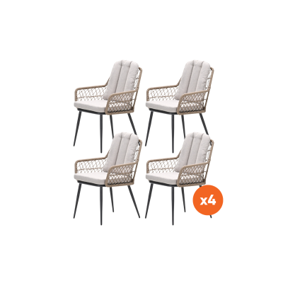 Set van 4 - GI Allasio dining tuinstoelen - Carbon black/Zand