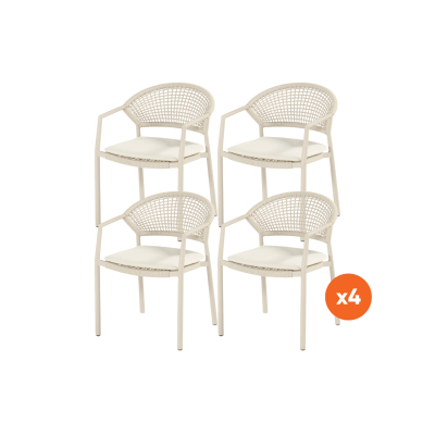 Set van 4 - Hartman Taragona stapelbare rope dining tuinstoel - Sand