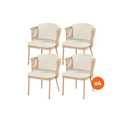 Set van 4 - Hartman Toledo rope dining tuinstoel - Cappuccino