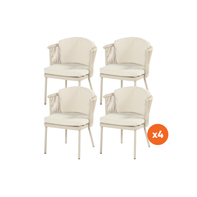 Set van 4 - Hartman Toledo rope dining tuinstoel - Sand