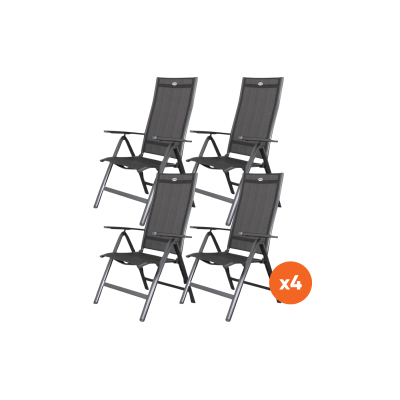 Set van 4 - Hartman verstelbare aluminium tuinstoel Roma