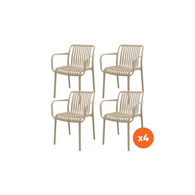 Set van 4 - Stripe stapelbare tuinstoel - Taupe