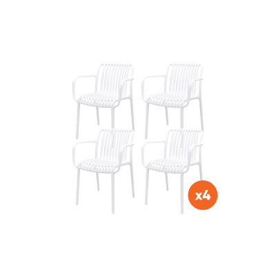 Set van 4 - Stripe stapelbare tuinstoelen - Wit