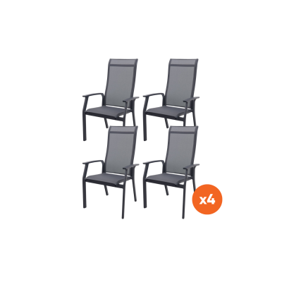 Set van 4 - Madino Excellent stapelbare tuinstoelen - Antraciet
