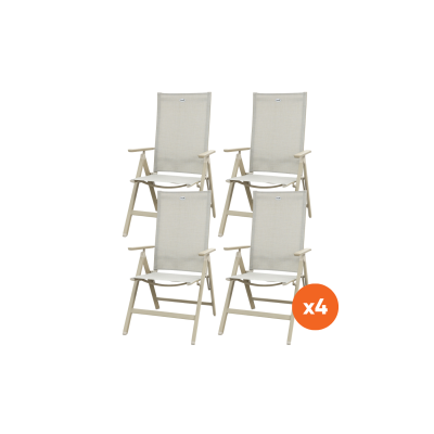Set van 4 - Hartman Napoli verstelbare tuinstoel - Latte