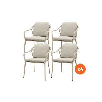 Set van 4 - Pisa rope dining tuinstoel - Latte