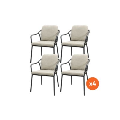 Set van 4 - Pisa rope dining tuinstoel - Royal Grey