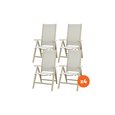Set van 4 - Hartman Roma verstelbare tuinstoel - Latte