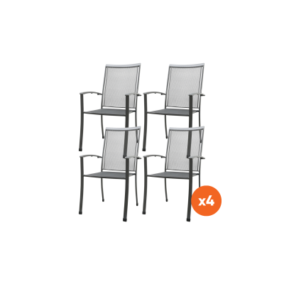 Set van 4 - Royal Garden Balero strekmetaal stapelbare tuinstoel - Antraciet