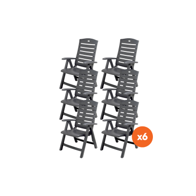 Set van 6 - Hartman Florion Recliner verstelbare tuinstoel - Royal Grey