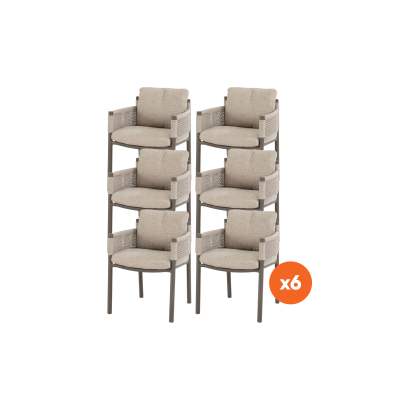 Set van 6 - 4SO Savanne dining tuinstoel - Terre