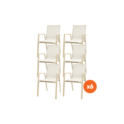 Set van 6 - Atmos stapelbare tuinstoelen - Latte/Beige