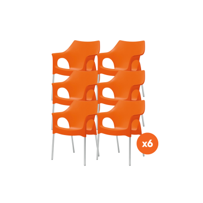 Set van 6 - Scab Ola stapelbare kunststof tuinstoel - Oranje
