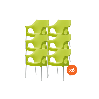 Set van 6 - Scab Ola stapelbare kunststof tuinstoel - Pistache
