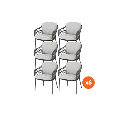 Set van 6 - 4SO Calpi dining tuinstoelen - Antraciet
