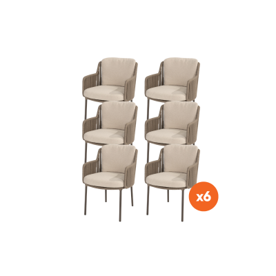 Set van 6 - 4SO Bernini dining tuinstoel - Terre