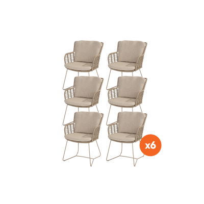 Set van 6 - 4SO Fabrice dining tuinstoel - Latte